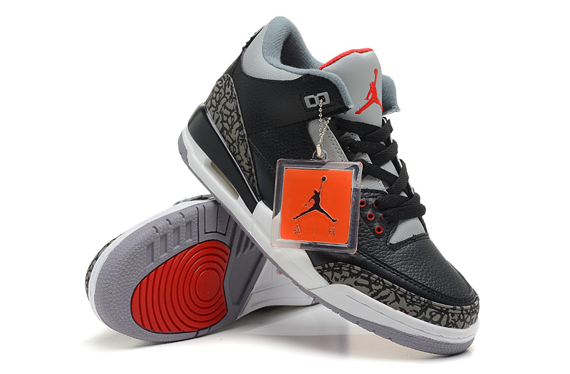 Air Jordan 3 Men Shoes Black/Gray Online